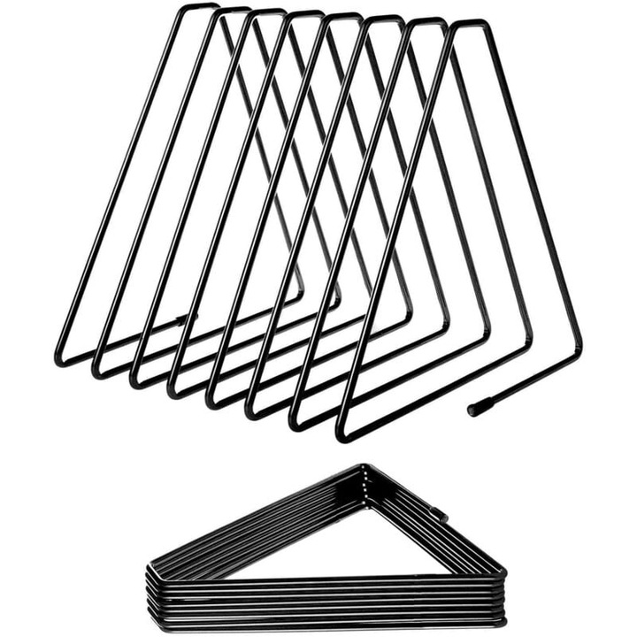 Suport metalic triunghiular, 7 compartimente, negru
