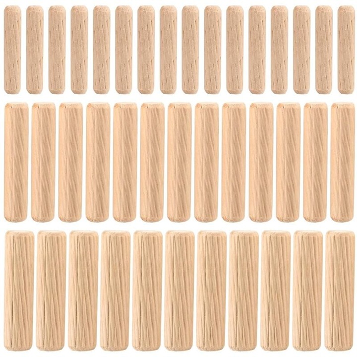 Set 90 dibluri din lemn, M8-M10, design conic si striat, pentru tamplarie