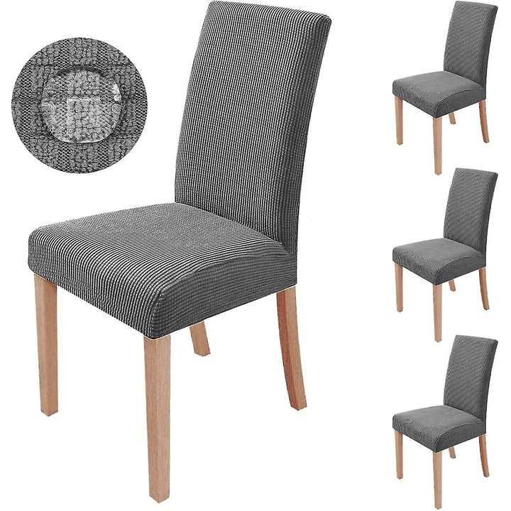 Set 6 huse scaune bumbac negru