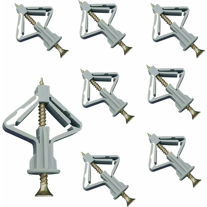 Set 150 ancore plastic si suruburi inoxidabile pentru gips-carton, rezistente