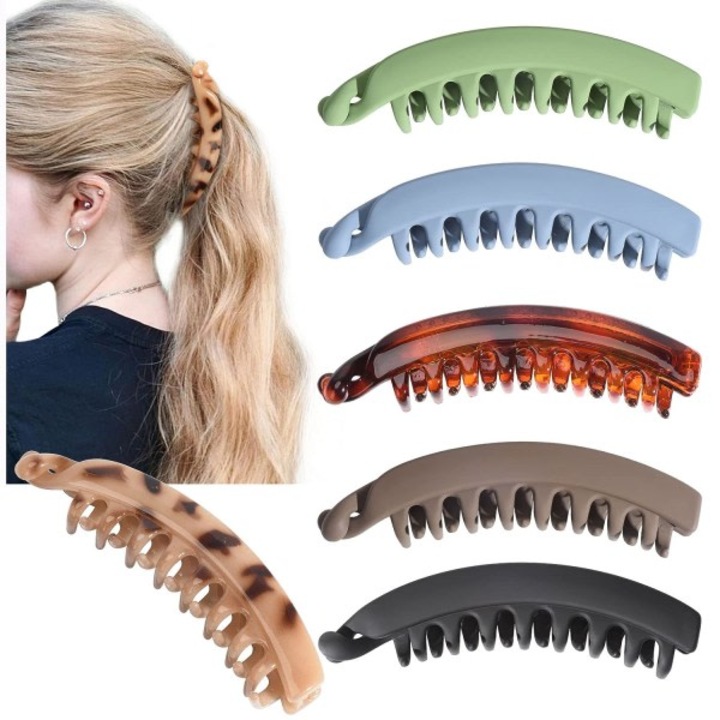 Set 6 cleme de par tip banana, 5.1 inch, multicolor, pentru par mediu si gros