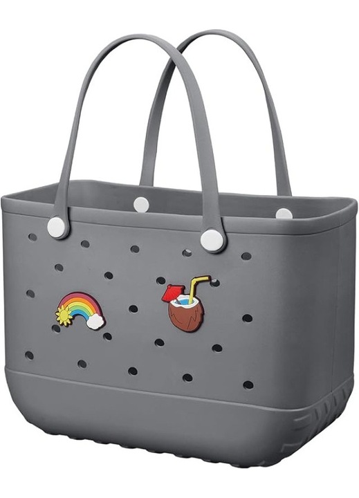 Geanta Shopper Multifunctionala, Polimer Elastomeric, Whaterproof, 28x12x22cm, Gri