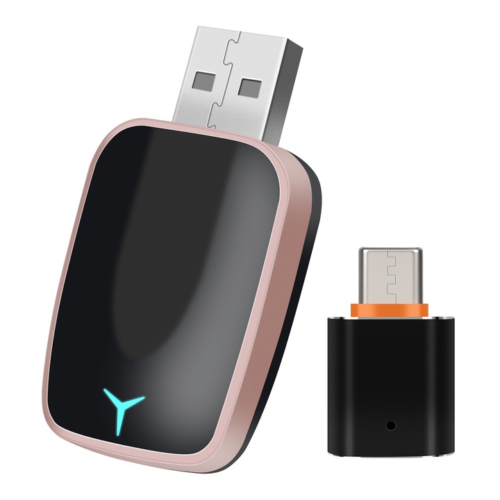 Vezeték nélküli CarPlay és Android Auto adapter 2 az 1-ben Kompakt, MaxTech®, USB + C típusú, Plug & Play, Hangvezérlés, Vezeték nélküli, VW, Skoda, Audi, Ford, Dacia, Renault, Toyota, Hyundai, Peugeot, BMW, C modell