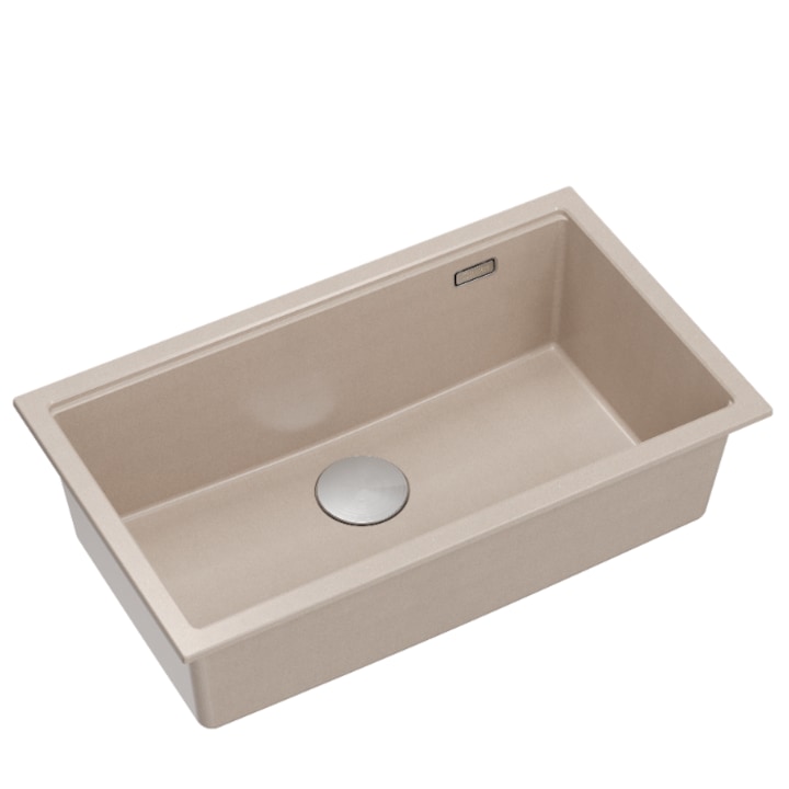 Chiuveta Quadron Logan 110 cu o cuva incastrata, 76x45x23.5, bej, otel