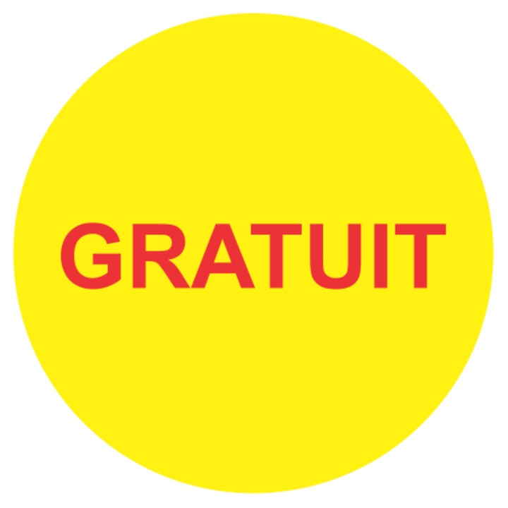 Etichete promotionale Gratuit, Autoadezive usor de aplicat, Cri-Flo, Culoare Galben, Diametru 40mm