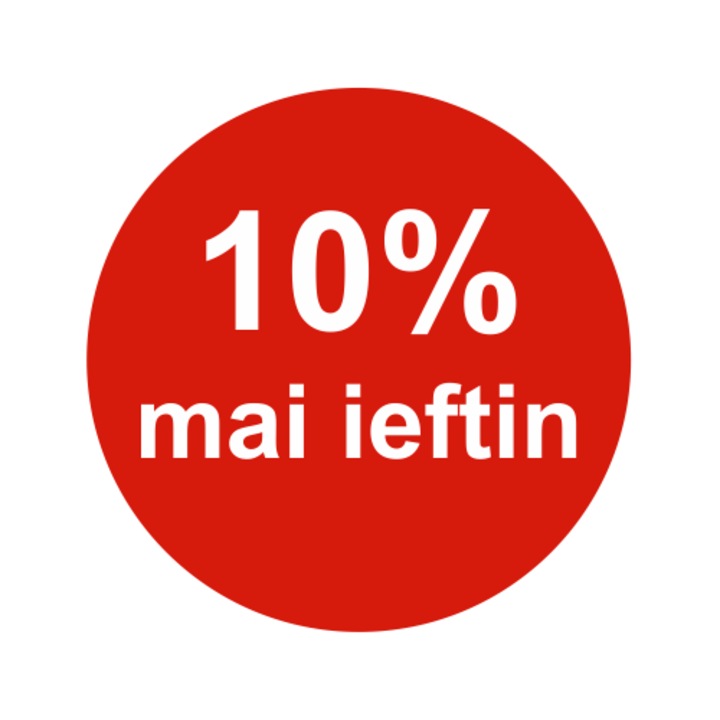 Etichete promotionale 10% mai ieftin, Autoadezive usor de aplicat, Cri-Flo, Culoare Rosu, Diametru 40mm