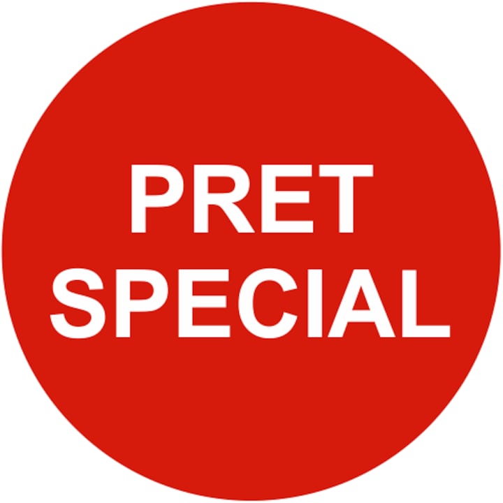 Etichete promotionale Pret special, Autoadezive usor de aplicat, Cri-Flo, Culoare Rosu, Diametru 40mm