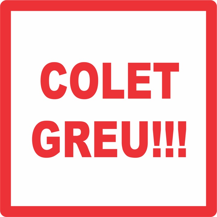 Set 100 Etichete Logistice Colet greu, autoadeziv usor de aplicat, Cri-Flo, Culoare Rosu, Dimensiune 100x100 mm