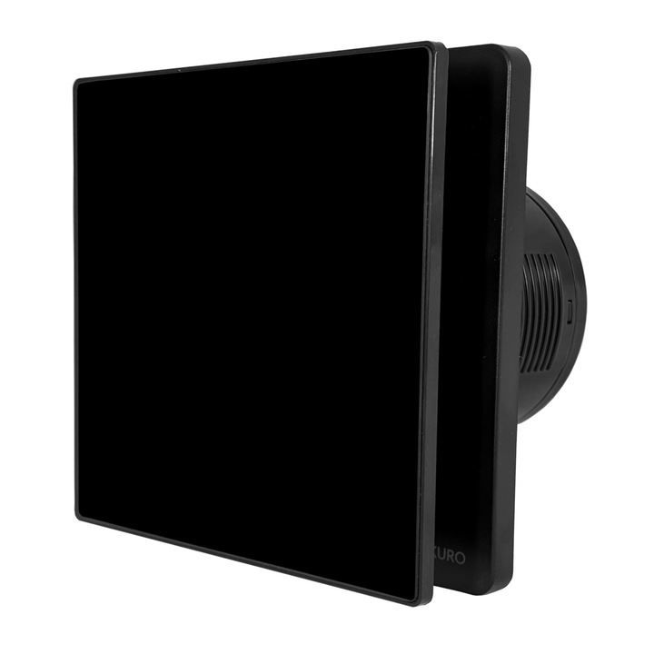 Ventilator baie HOKURO, negru, panou sticla, 100mm