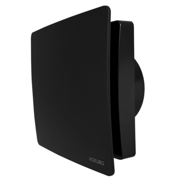 HOKURO URO BP-100 T fürdőszobai ventilátor, 100 mm, fekete, időzítővel és visszacsapó szeleppel