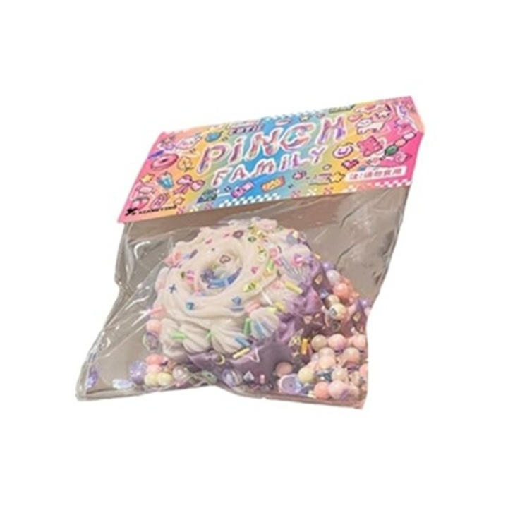 Jucarie Antistres Squishy, Flippy, cu Revenire Lenta, Model Prajitura, 8x8 cm, 90g, Ambalaj Transparent, Multicolor