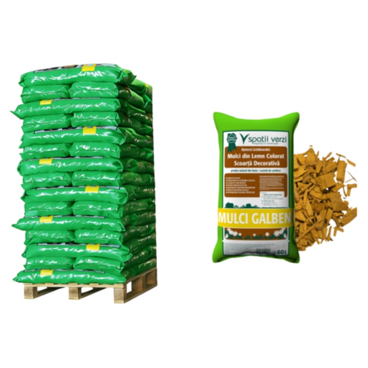 Mulci colorat, spatii-verzi, Galben-Palet 48saci