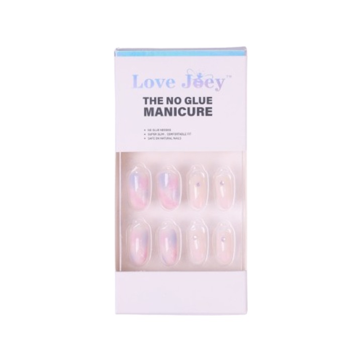 Produse nail art, Unghii false, reutilizabile, LOVE JOEY, migdala, A072 Diamant violet deschis