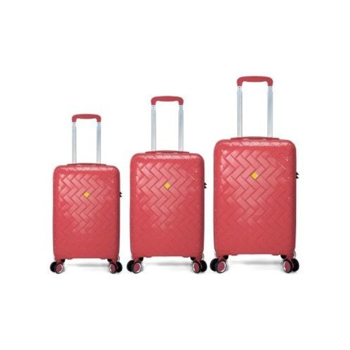 Set trolere Benzi BZ 5806, polipropilena, cifru, 4 roti duble, 3 piese, coral