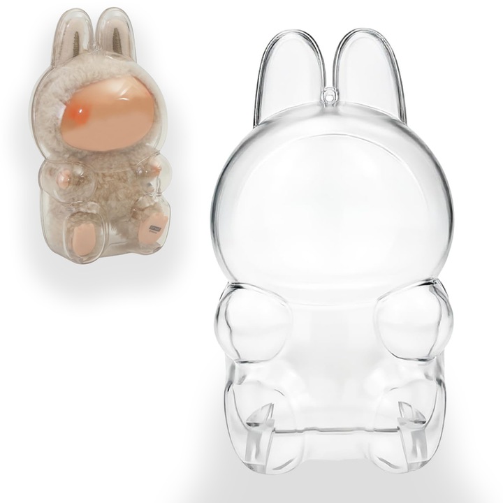 Cutie de protectie transparenta pentru figurina Pop Mart Labubu – Husa acrilica anti-praf, asezat