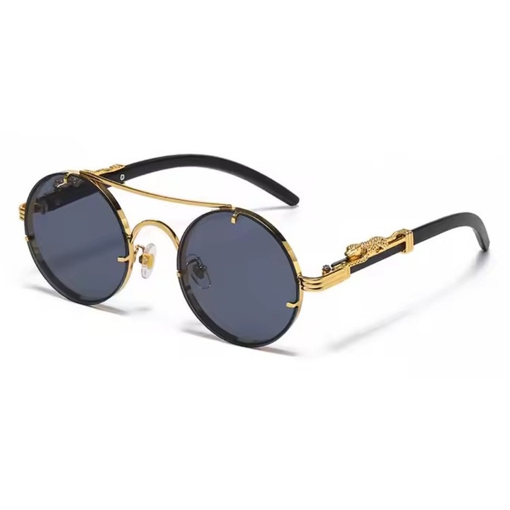 Ochelari Soare Retro-Lux, Design Artistic, Detalii Aurii, Protectie UV400, Negru