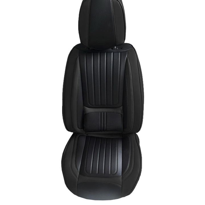 Set huse scaune auto universale, piele ecologica culoare neagra, fata-spate