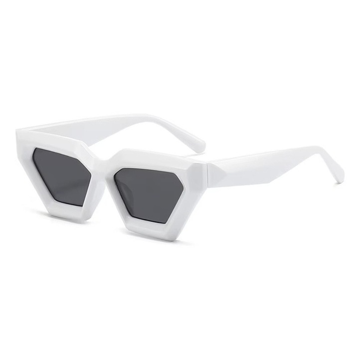 Ochelari de Soare Geometrici, Design Futurist, Protectie UV400, Alb