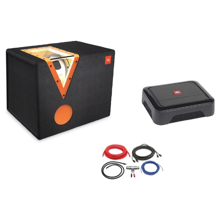 Pachet Subwoofer auto JBL CSX-1400BP + Amplificator Club A600 + Kit cabluri ACV, 30cm, 1400W