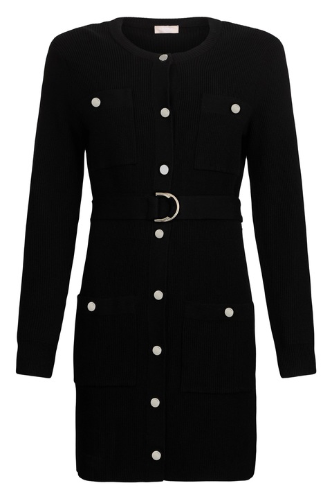 Liu Jo, Плетена рокля с подплънки на раменете, Черен