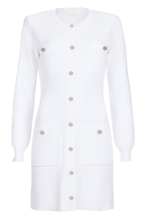 Liu Jo, Плетена рокля с подплънки на раменете, Бял