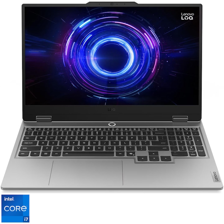 Lenovo LOQ 15IRX10 Játékos Laptop, Intel® Core™ i7-13650HX processzorral, akár 4,9 GHz-ig, 15,6" Full HD, IPS, 144Hz, 24 GB DDR5 RAM, 1 TB SSD, NVIDIA® GeForce RTX™ 5050 8 GB GDDR7, Operációs rendszer nélkül, Luna Grey, 3 év Prémium Garancia