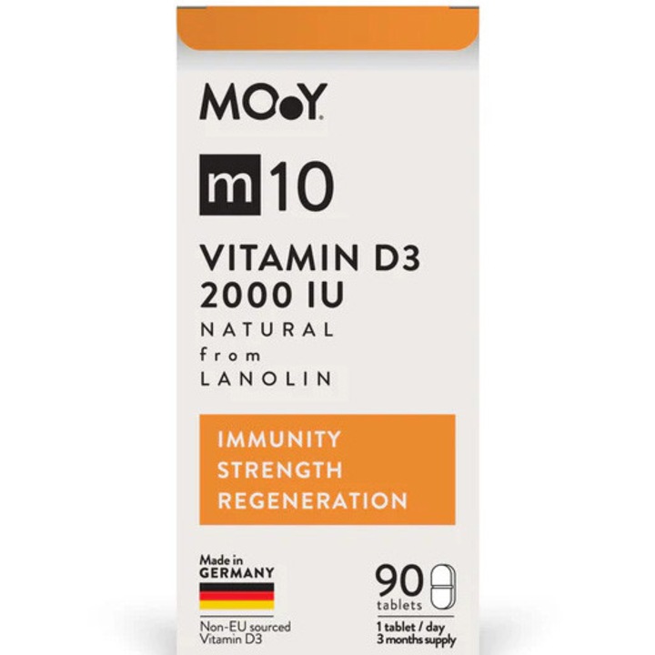 Supliment alimentar M10 Natural Vitamin D3 2000 IU from lanolin, 90 tablete, 45 g