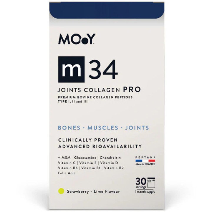 Supliment alimentar m34 Colagen PRO bovin articulatii, aroma capsuni si lime, Molecules of Youth, 390 g, 30 portii, natural