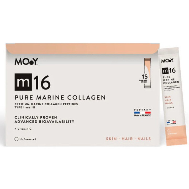 Supliment alimentar m16 PURE MARINE COLLAGEN & Vitamin C, Molecules of Youthh, 15 plicuri, 151,5 g, natural