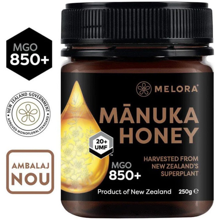 Miere de Manuka naturala MELORA, MGO 850+ Noua Zeelanda, 250 g