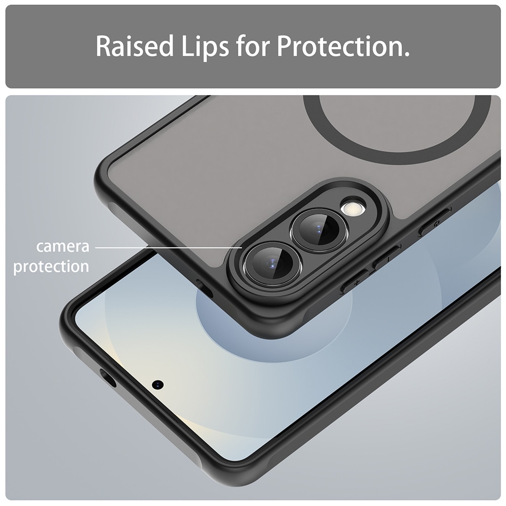 Husa Matte MagSafe pentru Samsung Galaxy S25 Edge, protectie completa, contur negru