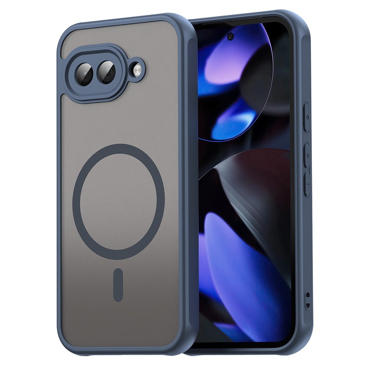 Husă pentru telefon, HaloFrost II, Navy Blue, protecție multi-directională la impact, compatibilitate MagSafe, Google Pixel 9a