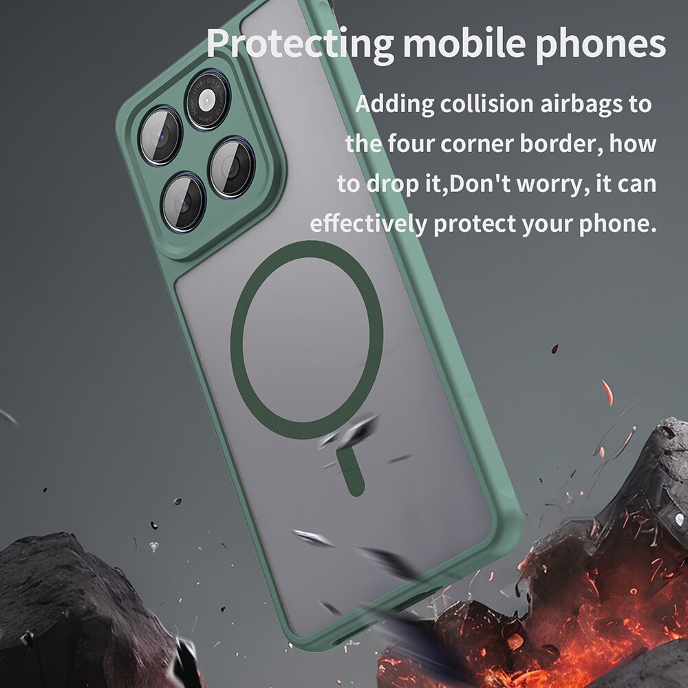 Husă pentru Motorola Edge 60 / 60 Fusion, HaloFrost II, verde, protecție multi-directională, compatibilitate MagSafe