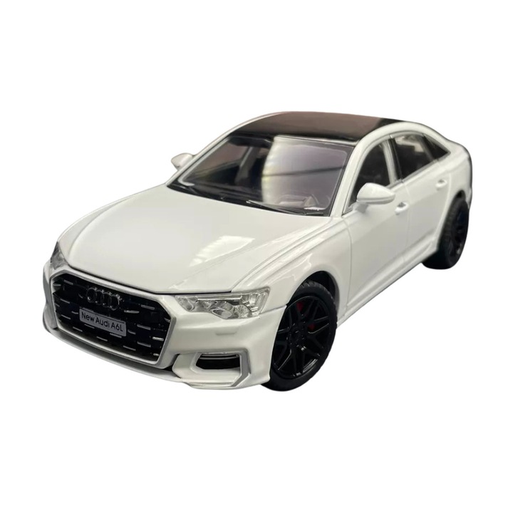 Masina Audi A6L turnata sub presiune, 1:24, culoare alba, fara ambalaj