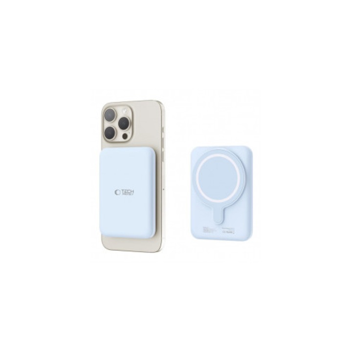 Baterie externa, MagSafe, USB-C, 5000mAh, 15W, Albastru deschis