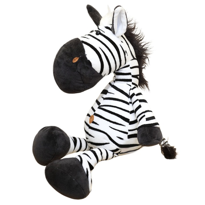Zebra de plus, LEAN TOYS, alb/negru, 25x10x10cm