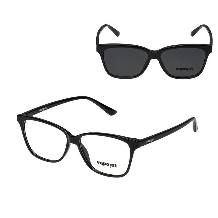 Rame ochelari de vedere bărbați vupoint Clip-on YX 2194 C01, 53mm, design adaptat stilului, culoare neagră