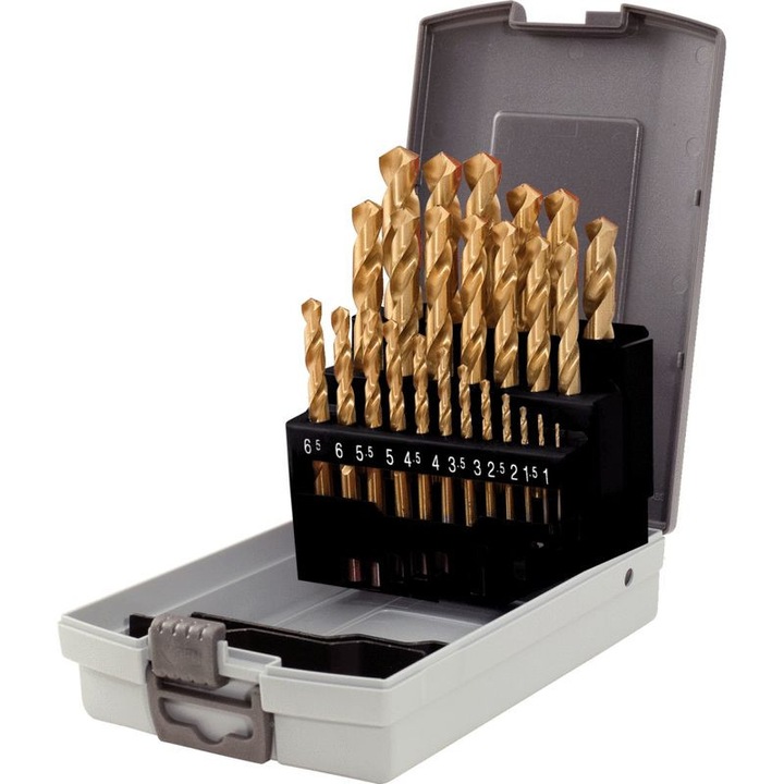 Set burghie spiralate HSS TiN KS Tools, plastic