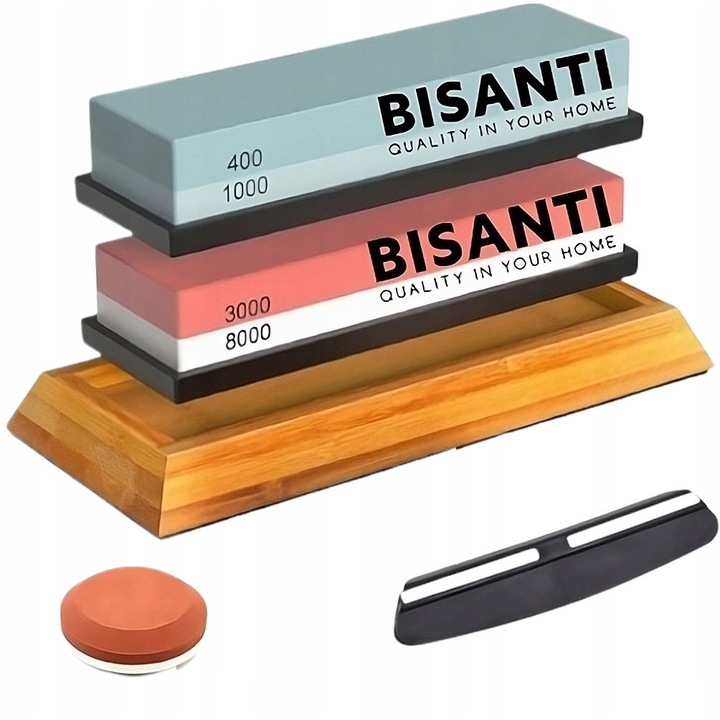 Set ascutitoare cutite, piatra de apa 400/1000 3000/8000, alb/albastru/negru/rosu, 125x95x80mm