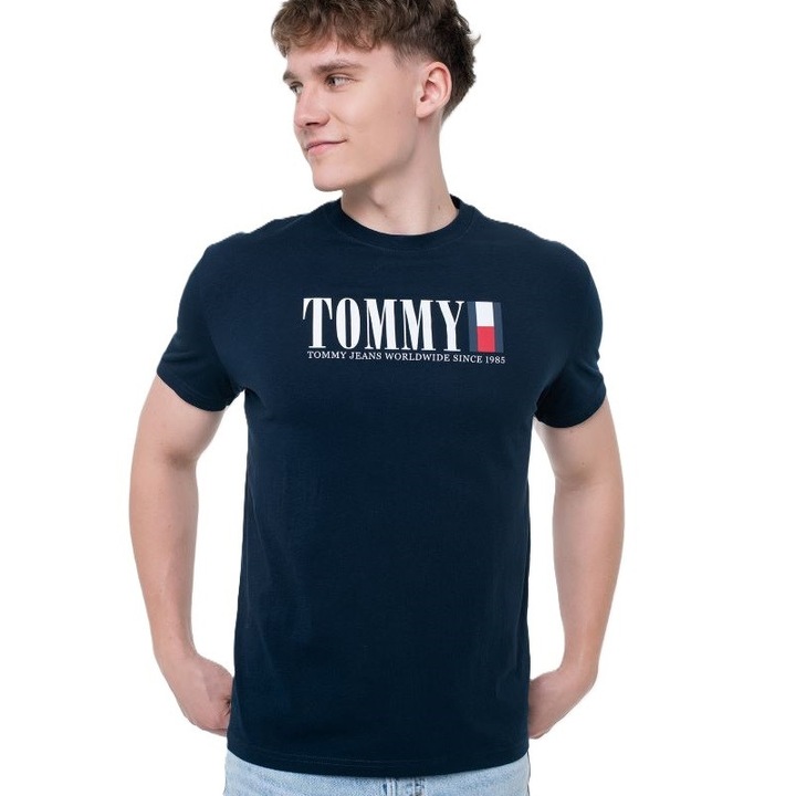 Tricou Tommy Hilfiger pentru Barbati, tjm reg tommy dna flag teeext, DM0DM21941-C1G, L INTL, Albastru