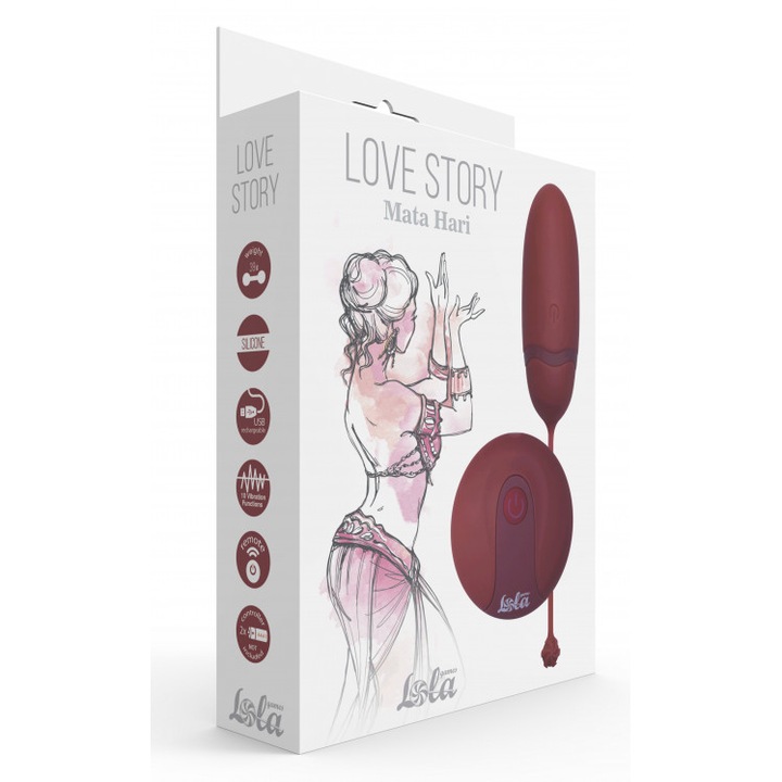 Távirányítós vibrátor, Lola Toys Love Story, 10 üzemmód, piros