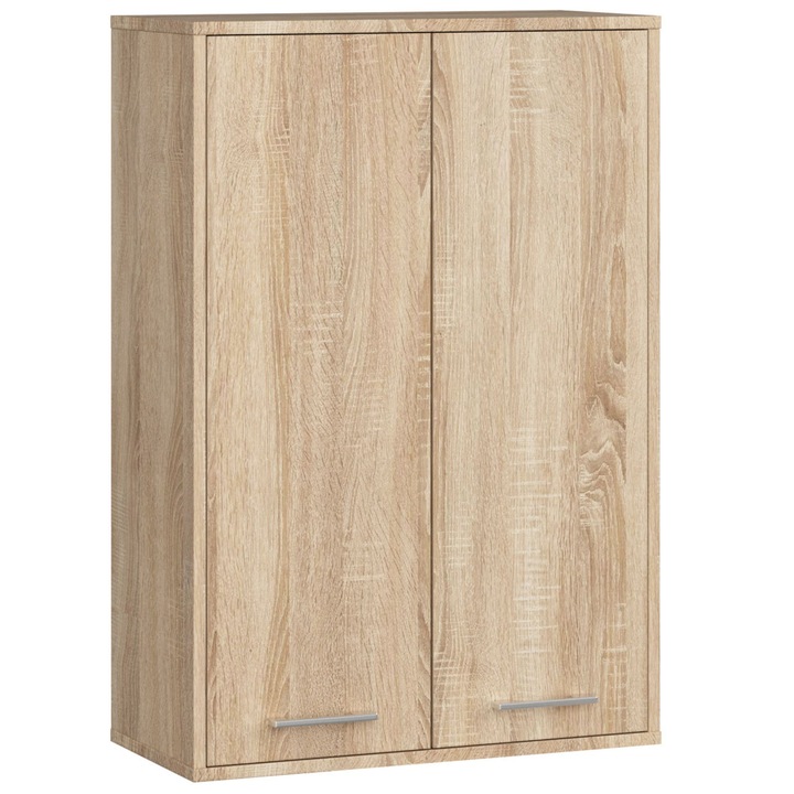 Dulap Suspendat pentru Baie AKORD FIN Stejar Sonoma 64 cm, 2 Usi 64x30x94 cm, Material PAL Laminat, Tip de Mobilier Suspendat, Tip de Usi Batante, Ideal pentru Baie, Design Modern, Solutie Practica pentru Casa, Usor de Intretinut