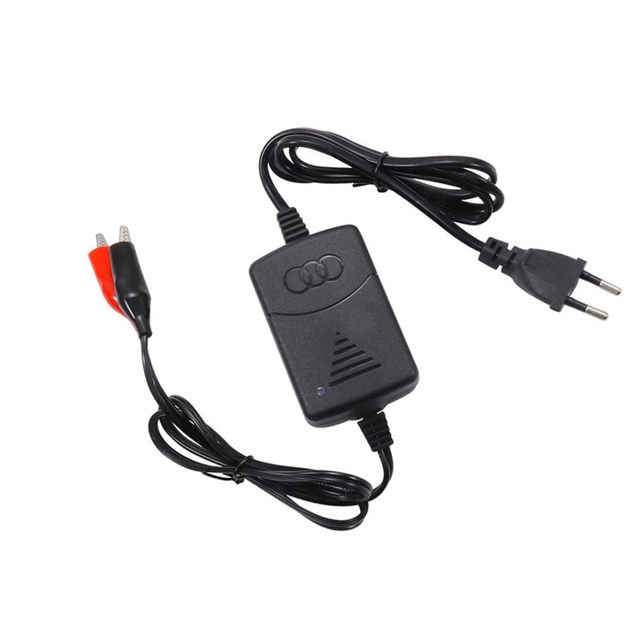 Incarcator Universal pentru Acumulatoare Masinute, Motociclete si Triciclete Electrice, Comando Tech, Potrivit Bateriilor pe Baza de Plumb, Alimentare 220V, 12V, Indicator LED, Protectie Suprasarcina, Protectie Scurt Circuit, Negru