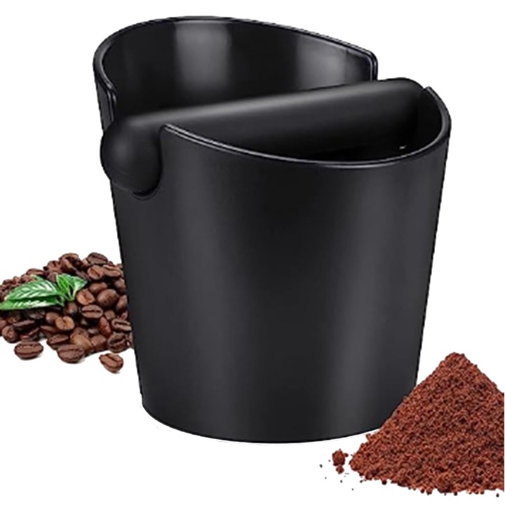 Кутия за утайка от кафе, Topdii®, Кофа за утайка от кафе, Дизайн с наклонен отвор, компактна и спестяваща място, 12.5x12.1x10 см, Черна
