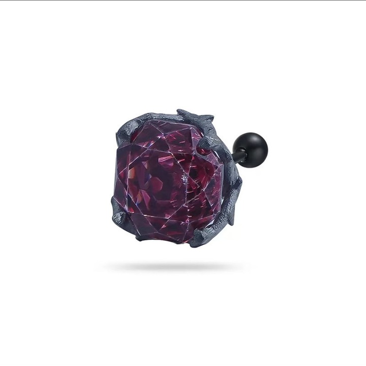 Cercei hipoalergenici din inox cu zirconiu cubic, Coshug design circular, mm, rosu inchis, Rosu inchis