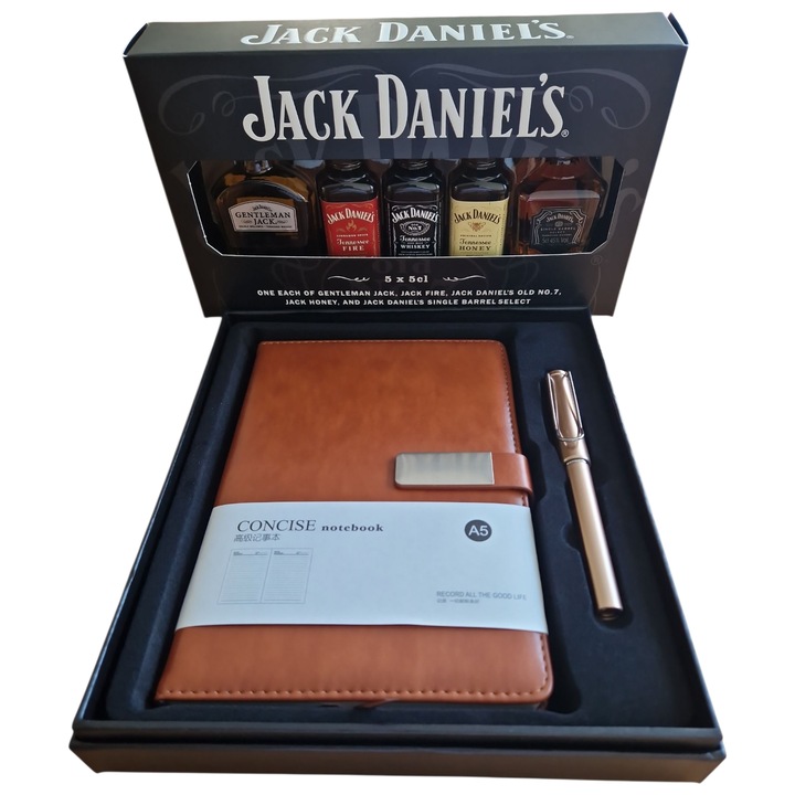 Set cadou pentru barbati Office Men One Set cu Whisky Jack Daniel`S, set agenda, pix