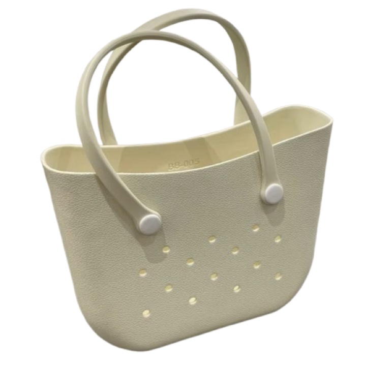 Multifunkcionális bevásárlótáska, elasztomer polimer, vízálló, 40x12x30cm, elefántcsont színű