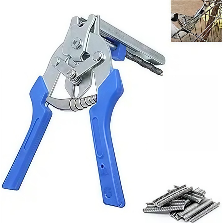 Set Cleste pentru legat plasa si 600 capse tip, HaploS®, Albastru