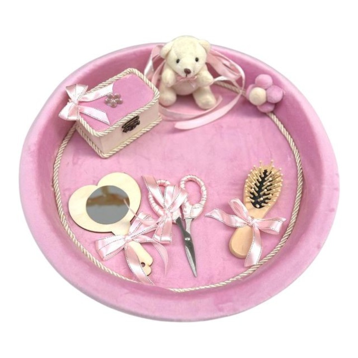 Set Trusou, Set tava din catifea pentru taiere mot / Turta. Roz pal