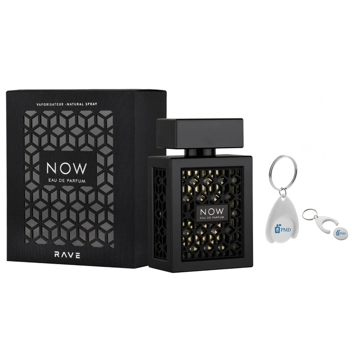 Set Apa de Parfum Now, Rave, Barbati, 100ml cu Breloc Personalizat "PMD"